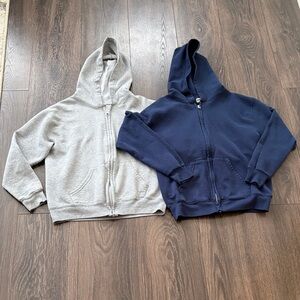Kids Gray and Blue Hooded Sweatshirts